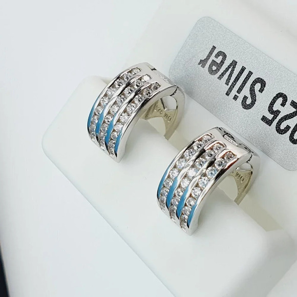 "925 Sterling Silver Cubic Zirconia Earrings, UU1P6A6158 - Picture 9 of 11